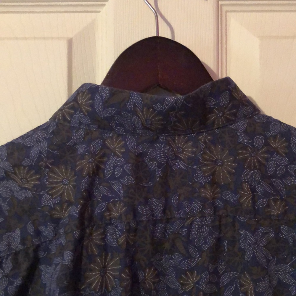 Bruno Blue Floral Print Pocket Long Sleeve Button Down Shirt Mens Large L - Picture 10 of 12